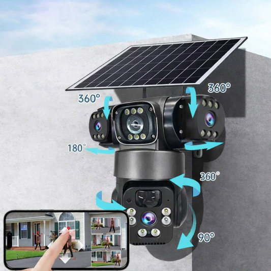 Outdoor Solar Security Camera 6K – Multi-Lens