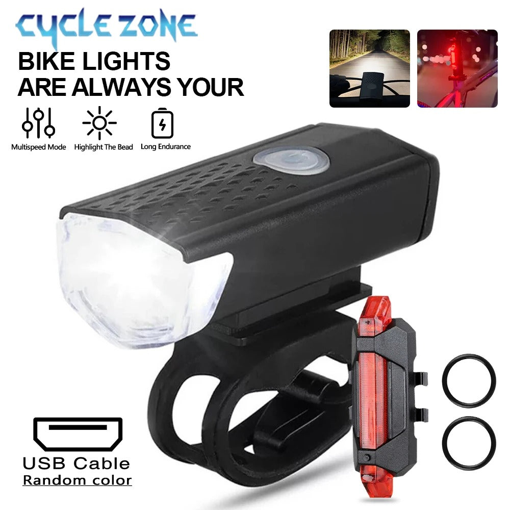 Ultra Bright USB Rechargeable Bike Light Set – Front & Rear Waterproof Cycling Lights