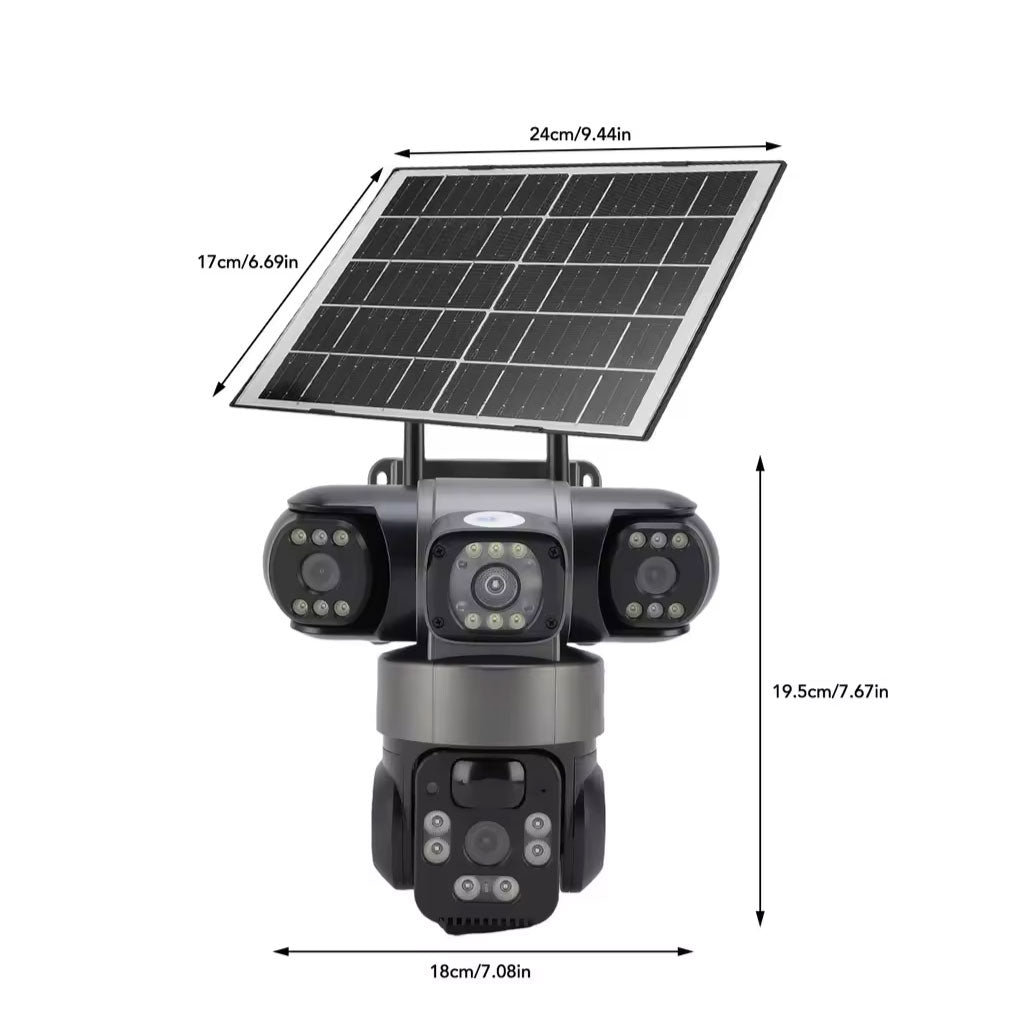 Outdoor Solar Security Camera 6K – Multi-Lens