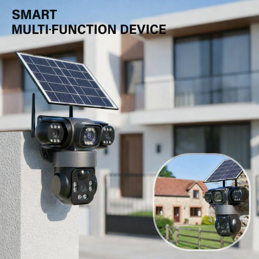Outdoor Solar Security Camera 6K – Multi-Lens