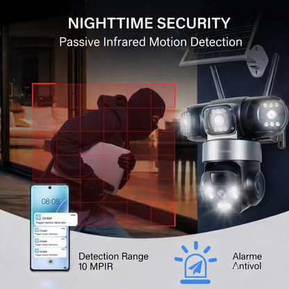 Outdoor Solar Security Camera 6K – Multi-Lens