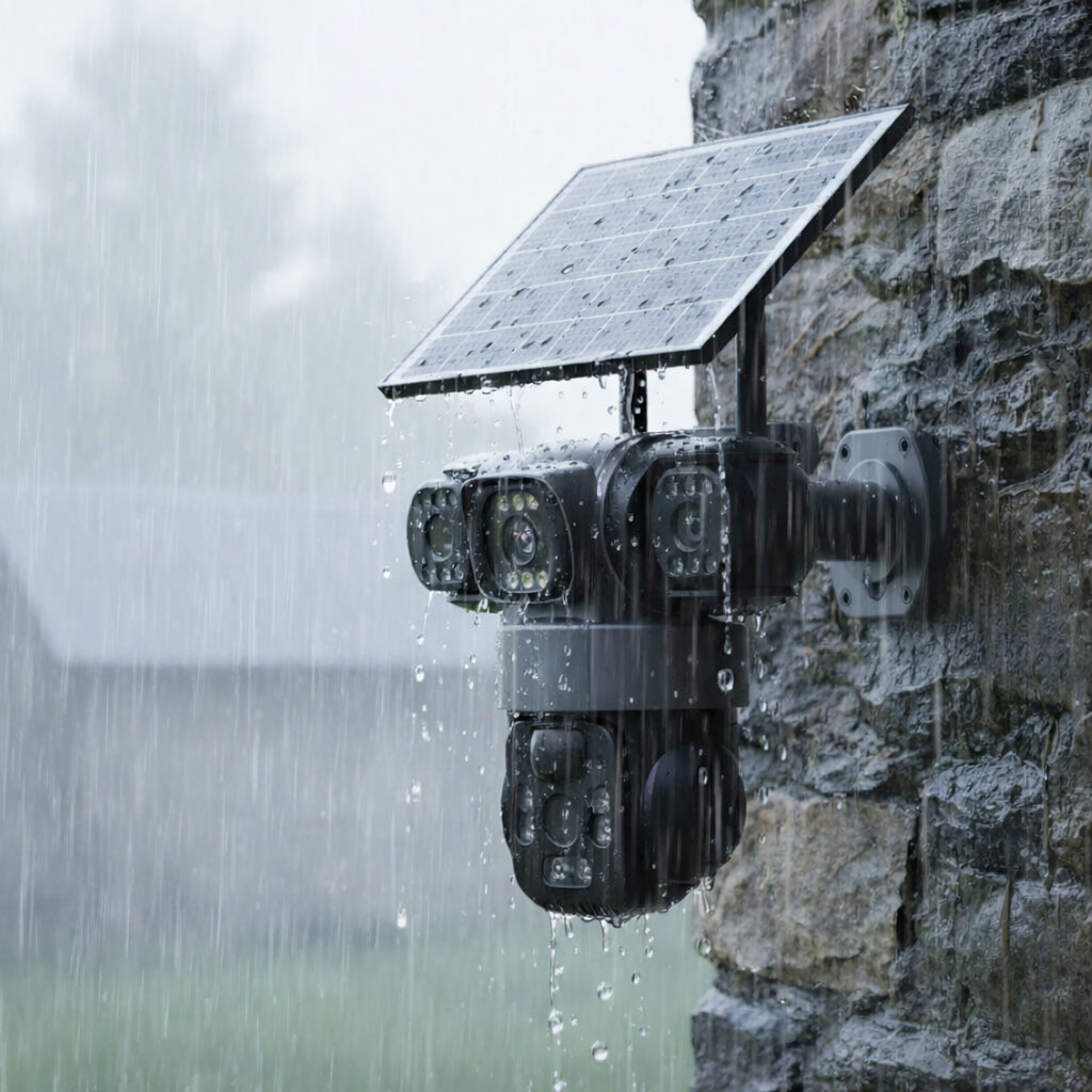 Outdoor Solar Security Camera 6K – Multi-Lens
