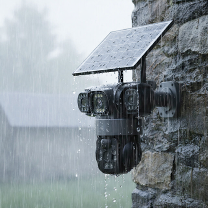 Outdoor Solar Security Camera 6K – Multi-Lens