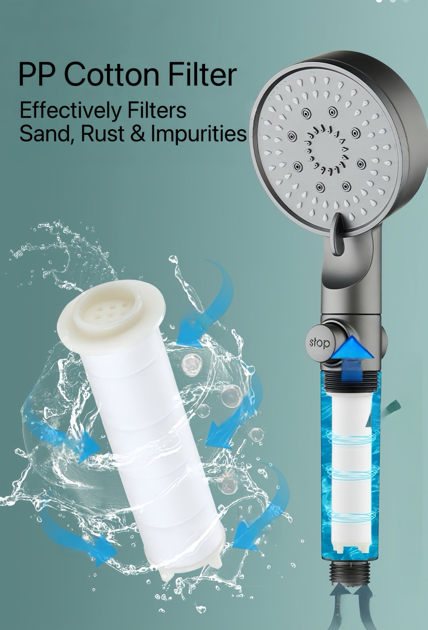 Turbo Pressure Filtered Shower Head – Clean Water & Strong Flow