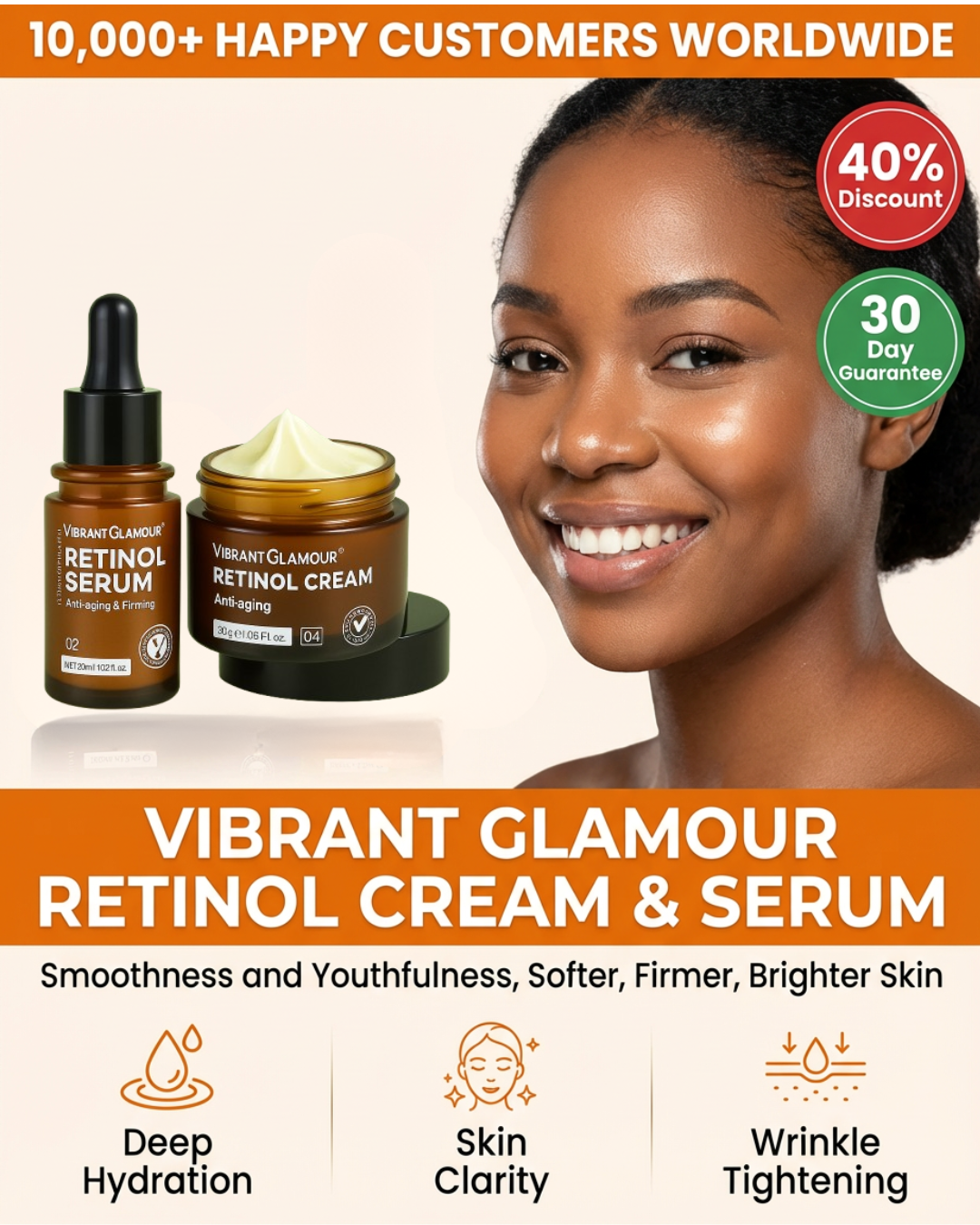 Vibrant Glamour Retinol Pack – Serum + Cream | Anti-Aging & Firming Set