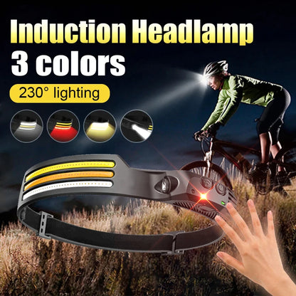 Smart Sensor Headlamp 230° Wide Lighting – Lightweight, Rechargeable & Durable