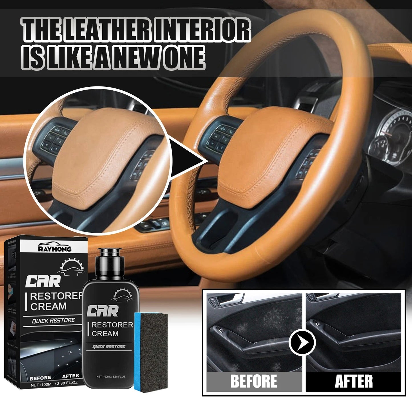 Car Interior Refurbishing Spray – Restore & Shine Dashboard, Leather & Plastic
