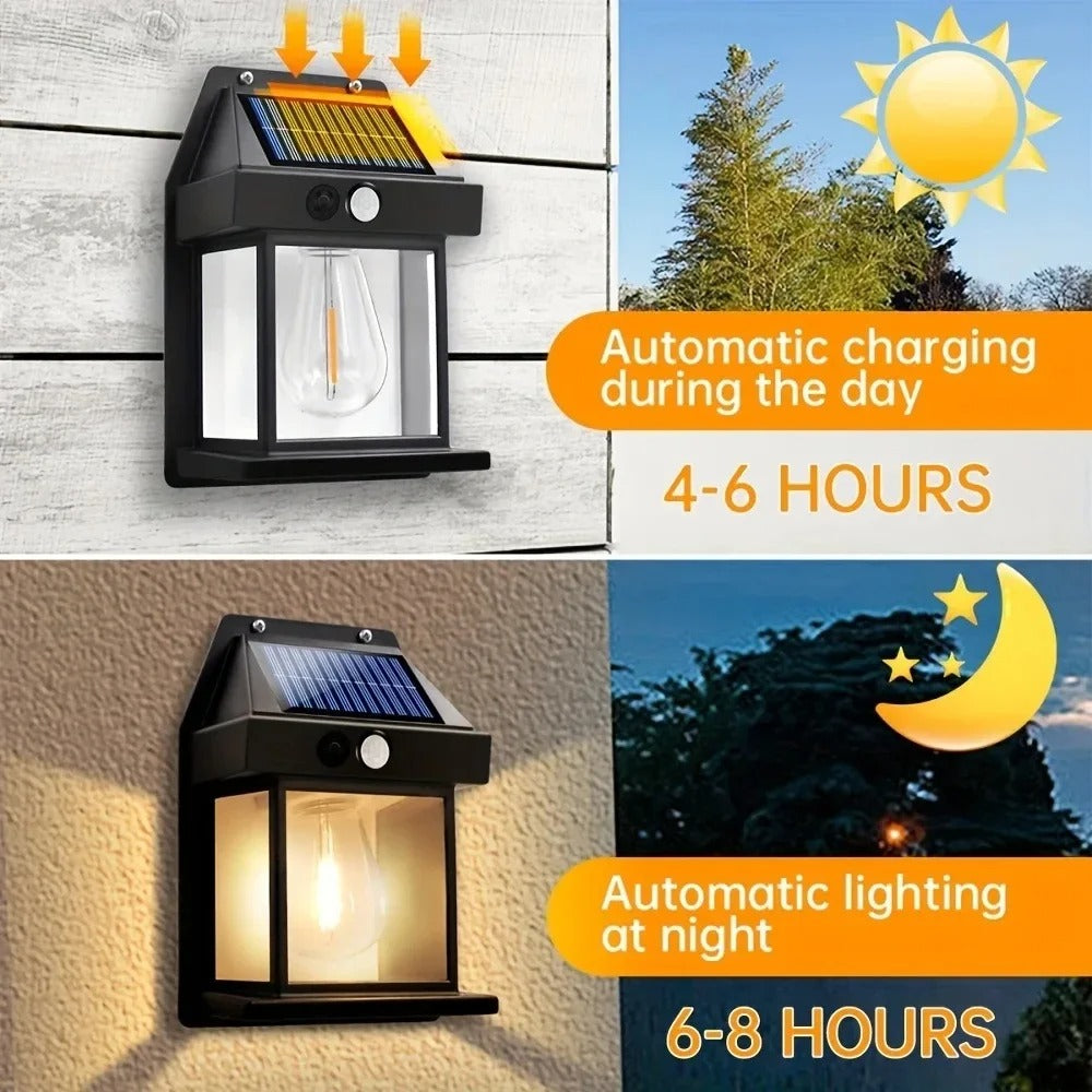 Solar Wall Light with Motion Sensor – No Wires Needed!