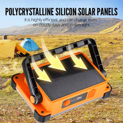 Solar Rechargeable LED Flood Light with 4 Modes & Power Bank