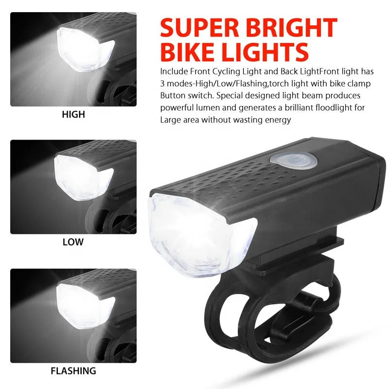 Ultra Bright USB Rechargeable Bike Light Set – Front & Rear Waterproof Cycling Lights