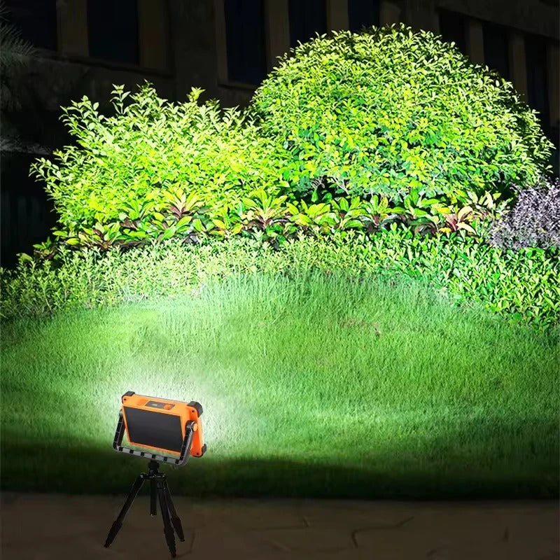 Solar Rechargeable LED Flood Light with 4 Modes & Power Bank