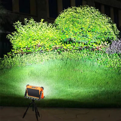 Solar Rechargeable LED Flood Light with 4 Modes & Power Bank