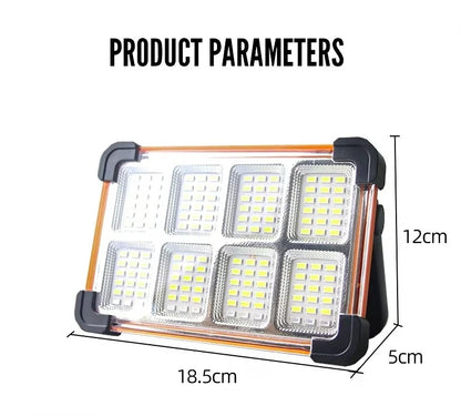 Solar Rechargeable LED Flood Light with 4 Modes & Power Bank