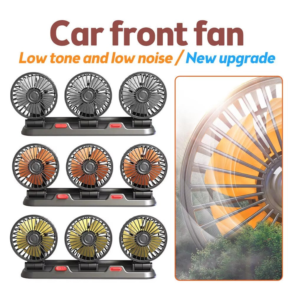 3-Head 360° Car Cooling Fan – Powerful Airflow for a Cooler Drive