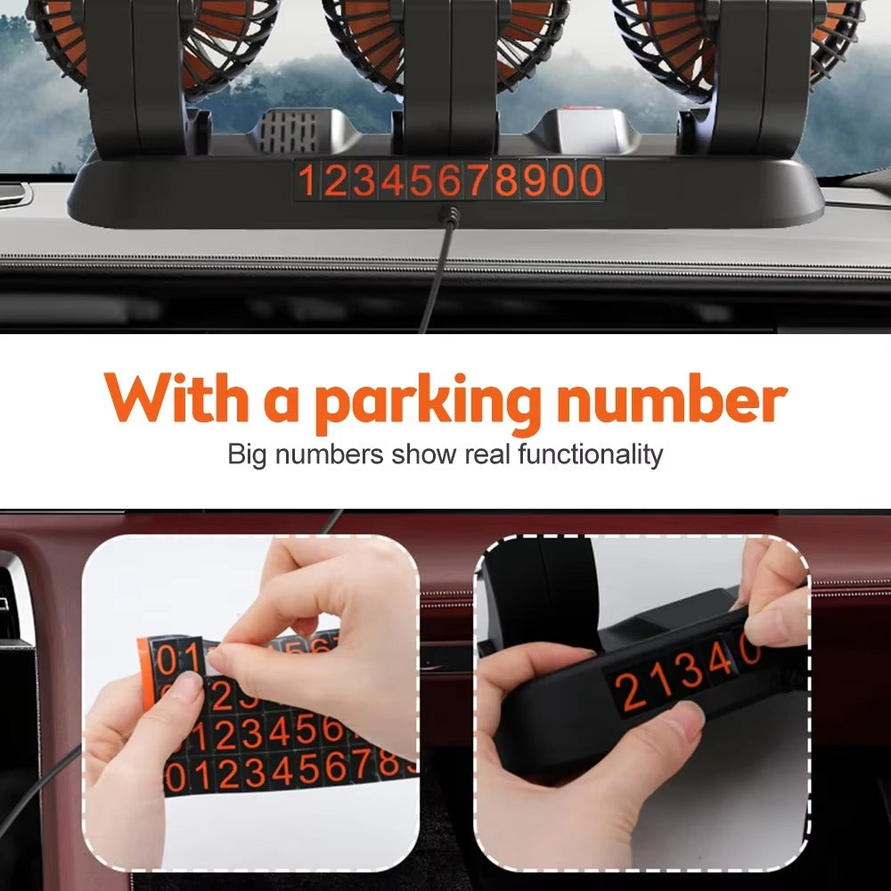 3-Head 360° Car Cooling Fan – Powerful Airflow for a Cooler Drive