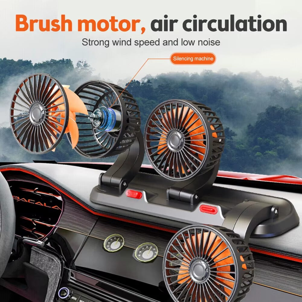 3-Head 360° Car Cooling Fan – Powerful Airflow for a Cooler Drive